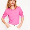 Nightwear & Lougewear | T-Shirts & Tanks-Boden Short Sleeve Smocked Cuff Top-Tickled Pink TickledPink