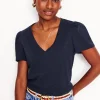 Nightwear & Lougewear | T-Shirts & Tanks-Boden Short Sleeve V Neck T-shirt- Navy