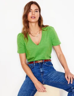 Nightwear & Lougewear | T-Shirts & Tanks-Boden Short Sleeve V Neck T-shirt-Paradise Green ParadiseGreen