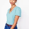 Nightwear & Lougewear | T-Shirts & Tanks-Boden Short Sleeve V Neck T-shirt-Duck Egg Blue DuckEggBlue