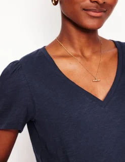 Nightwear & Lougewear | T-Shirts & Tanks-Boden Short Sleeve V Neck T-shirt- Navy