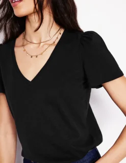 Nightwear & Lougewear | T-Shirts & Tanks-Boden Short Sleeve V Neck T-shirt- Black