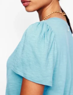 Nightwear & Lougewear | T-Shirts & Tanks-Boden Short Sleeve V Neck T-shirt-Duck Egg Blue DuckEggBlue
