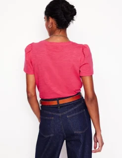 Nightwear & Lougewear | T-Shirts & Tanks-Boden Short Sleeve V Neck T-shirt-Camelia Pink CameliaPink