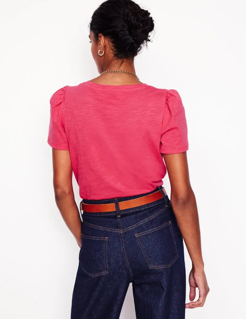 Nightwear & Lougewear | T-Shirts & Tanks-Boden Short Sleeve V Neck T-shirt-Camelia Pink CameliaPink