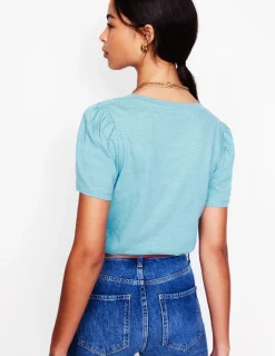 Nightwear & Lougewear | T-Shirts & Tanks-Boden Short Sleeve V Neck T-shirt-Duck Egg Blue DuckEggBlue