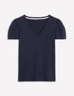 Nightwear & Lougewear | T-Shirts & Tanks-Boden Short Sleeve V Neck T-shirt- Navy