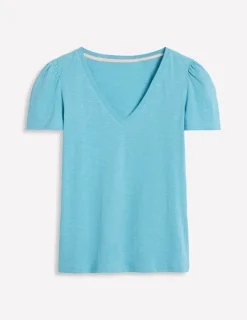 Nightwear & Lougewear | T-Shirts & Tanks-Boden Short Sleeve V Neck T-shirt-Duck Egg Blue DuckEggBlue