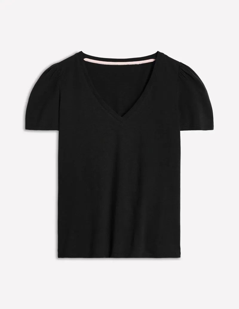 Nightwear & Lougewear | T-Shirts & Tanks-Boden Short Sleeve V Neck T-shirt- Black
