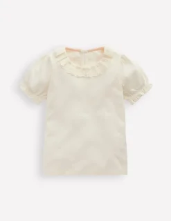 Tops & T-Shirts-Boden Short Sleeved Collared Top-Ivory Broderie IvoryBroderie