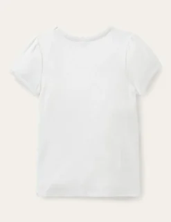 Tops & T-Shirts-Boden Short-Sleeved Pointelle Top- Ivory