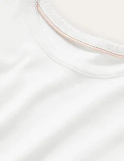 Tops & T-Shirts-Boden Short-Sleeved Pointelle Top- Ivory