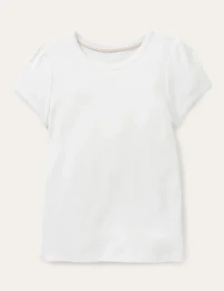 Tops & T-Shirts-Boden Short-Sleeved Pointelle Top- Ivory