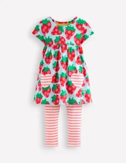 Tunics | Tops & T-Shirts-Boden Short-sleeved print tunic set-Misty Blue Strawberry MistyBlueStrawberry