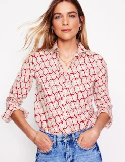 Tops & Blouses | Shirts-Boden Sienna Cotton Shirt-Copper, Owl Stamp Copper,OwlStamp