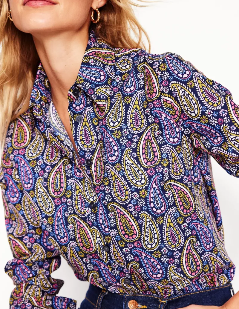 Tops & Blouses | Shirts-Boden Sienna Cotton Shirt-Dawn Blue, Illustrated Paisley DawnBlue,IllustratedPaisley
