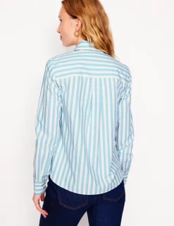 Tops & Blouses | Shirts-Boden Sienna Cotton Shirt-Duck Egg Blue Stripe DuckEggBlueStripe