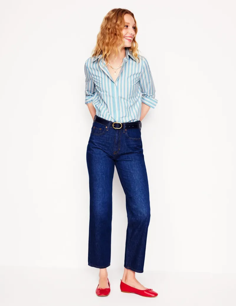 Tops & Blouses | Shirts-Boden Sienna Cotton Shirt-Duck Egg Blue Stripe DuckEggBlueStripe
