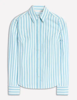 Tops & Blouses | Shirts-Boden Sienna Cotton Shirt-Duck Egg Blue Stripe DuckEggBlueStripe
