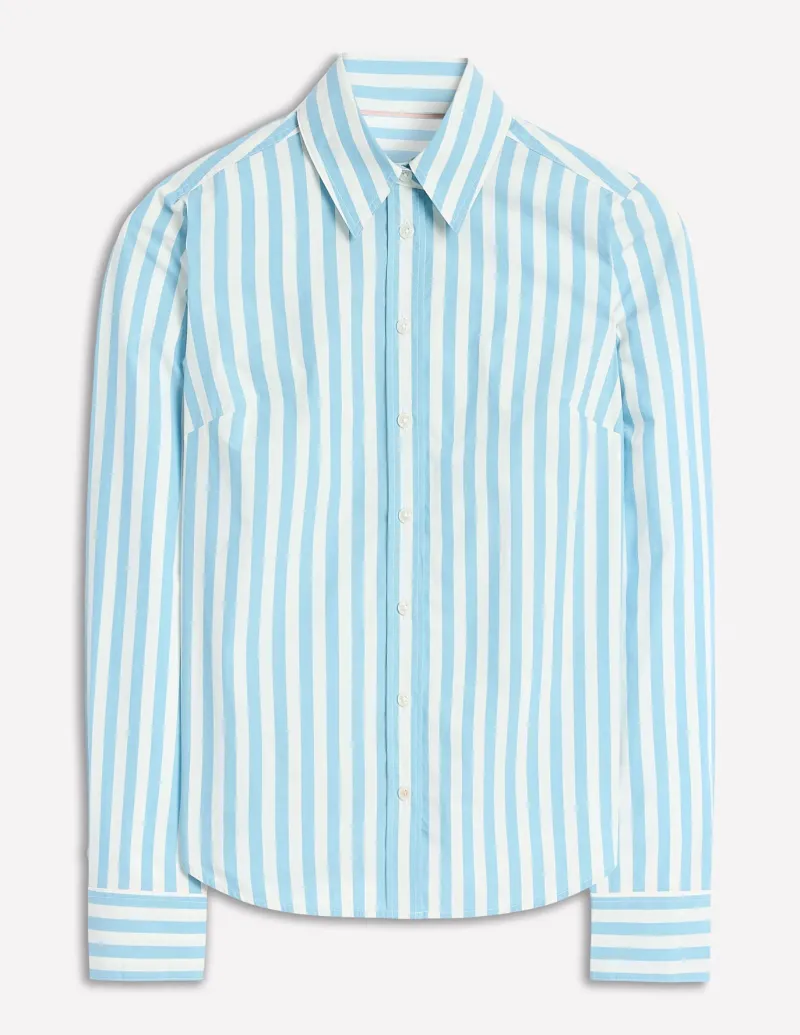 Tops & Blouses | Shirts-Boden Sienna Cotton Shirt-Duck Egg Blue Stripe DuckEggBlueStripe