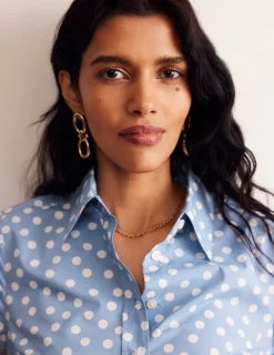 Tops & Blouses | Shirts-Boden Sienna Cotton Shirt-French Blue, Abstract Dot FrenchBlue,AbstractDot