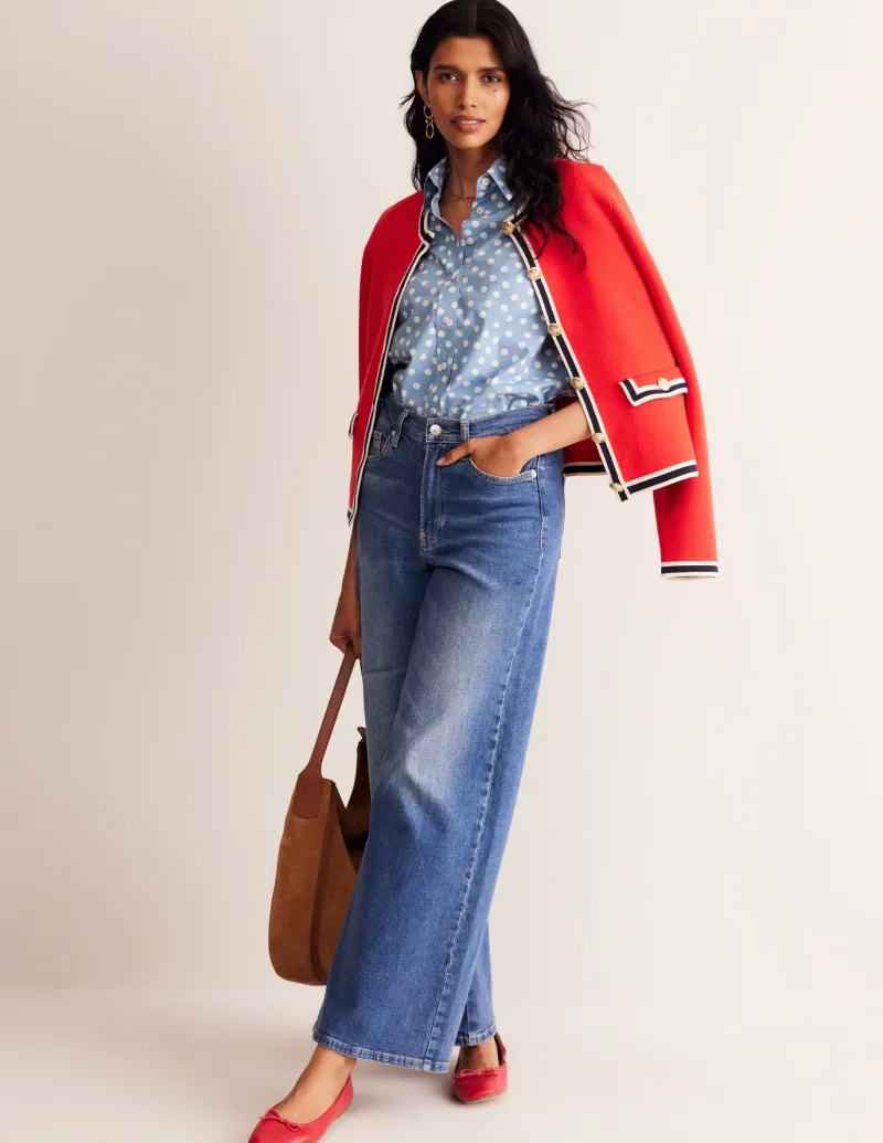 Tops & Blouses | Shirts-Boden Sienna Cotton Shirt-French Blue, Abstract Dot FrenchBlue,AbstractDot