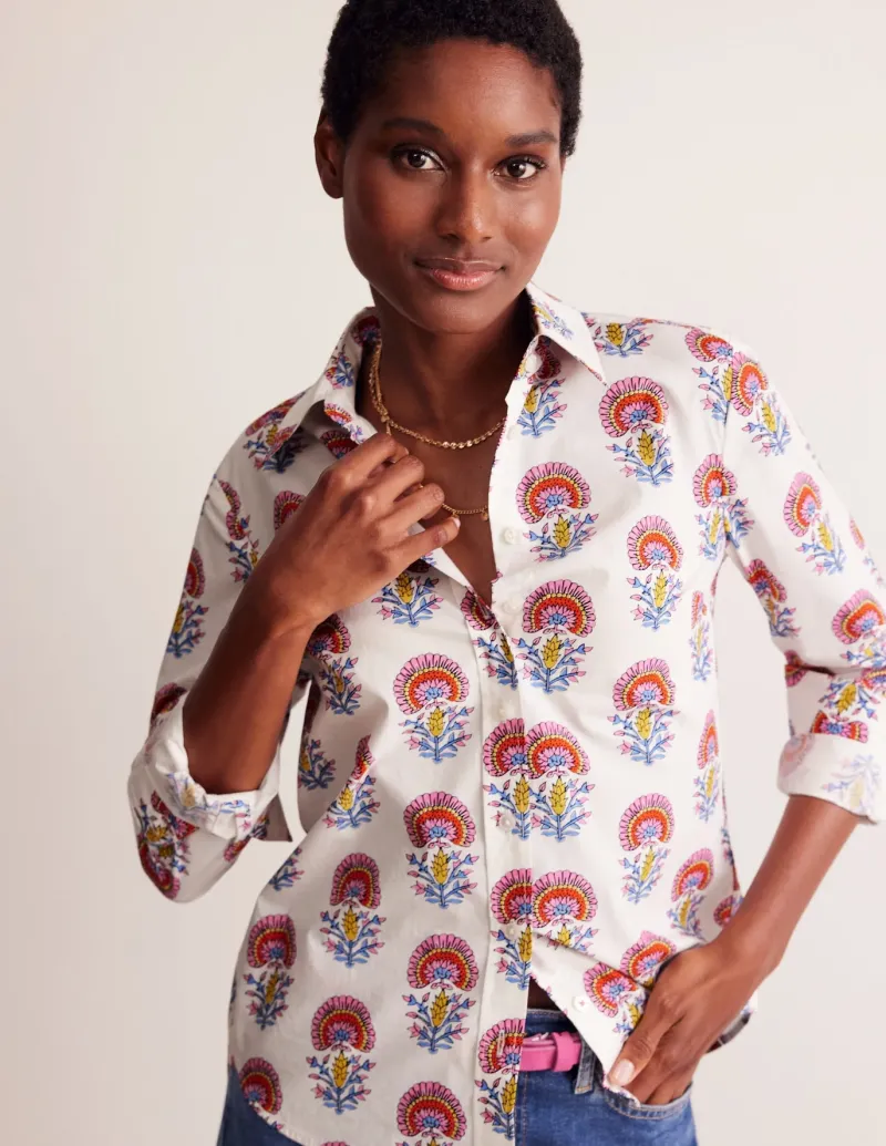Tops & Blouses | Shirts-Boden Sienna Cotton Shirt-Ivory,Passion Bud Ivory,PassionBud