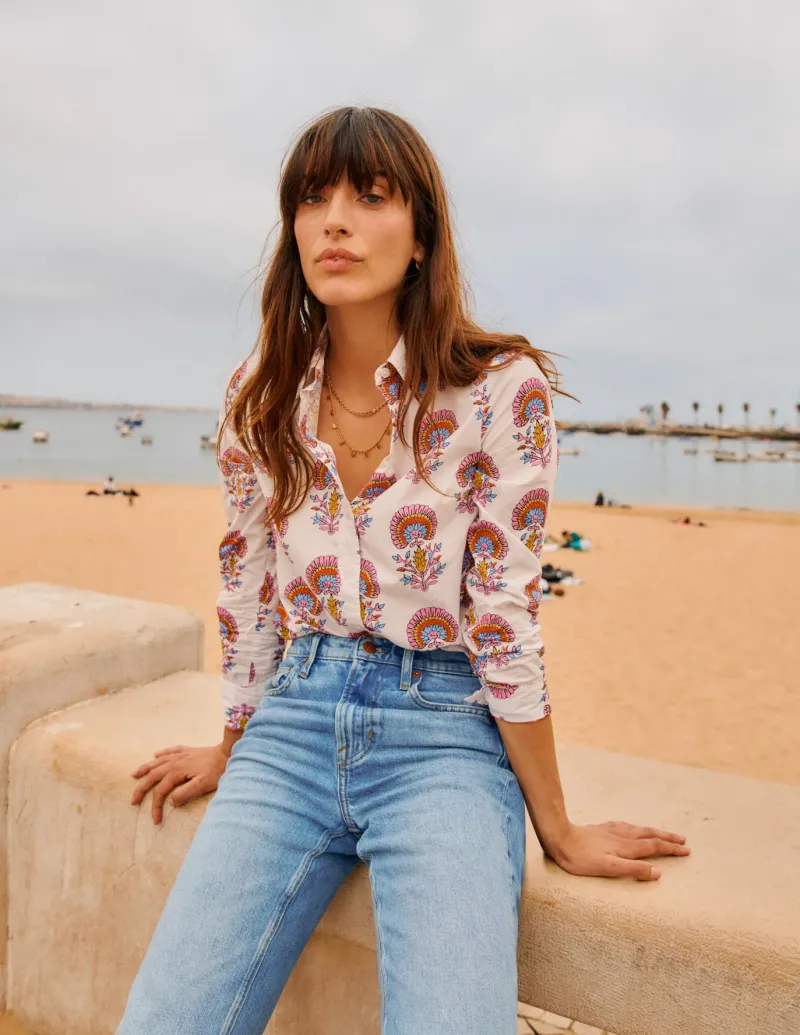 Tops & Blouses | Shirts-Boden Sienna Cotton Shirt-Ivory,Passion Bud Ivory,PassionBud