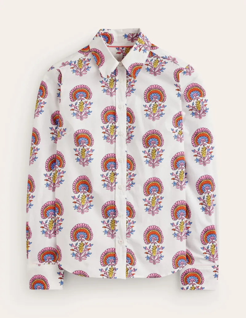 Tops & Blouses | Shirts-Boden Sienna Cotton Shirt-Ivory,Passion Bud Ivory,PassionBud