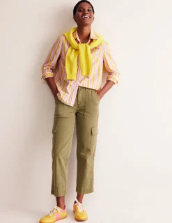 Tops & Blouses | Shirts-Boden Sienna Cotton Shirt-Mauve and Yellow Stripe MauveandYellowStripe