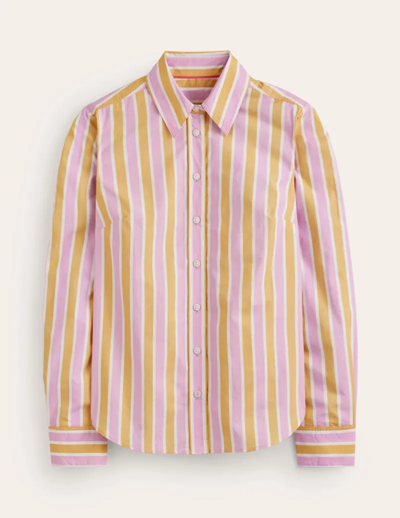 Tops & Blouses | Shirts-Boden Sienna Cotton Shirt-Mauve and Yellow Stripe MauveandYellowStripe