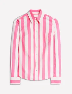 Tops & Blouses | Shirts-Boden Sienna Cotton Shirt-Pink Rose Wide Stripe PinkRoseWideStripe