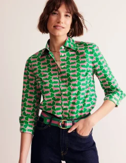 Tops & Blouses | Shirts-Boden Sienna Cotton Shirt-Rich Emerald, Dachshund RichEmerald,Dachshund