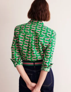 Tops & Blouses | Shirts-Boden Sienna Cotton Shirt-Rich Emerald, Dachshund RichEmerald,Dachshund