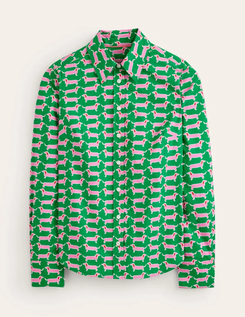 Tops & Blouses | Shirts-Boden Sienna Cotton Shirt-Rich Emerald, Dachshund RichEmerald,Dachshund