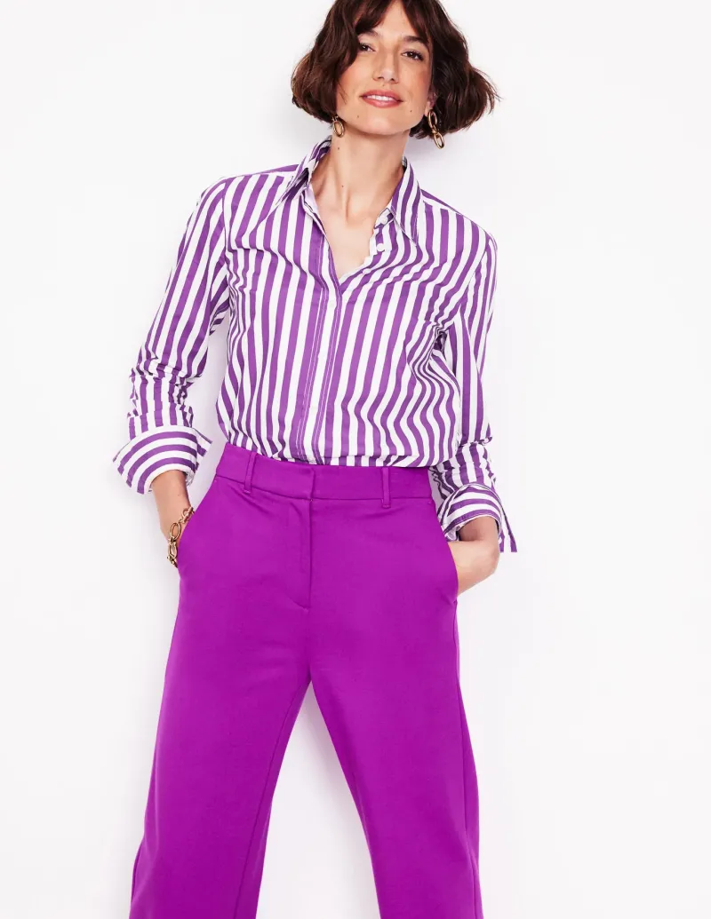 Tops & Blouses | Shirts-Boden Sienna Cotton Shirt-Royal Purple, Ivory Stripe RoyalPurple,IvoryStripe