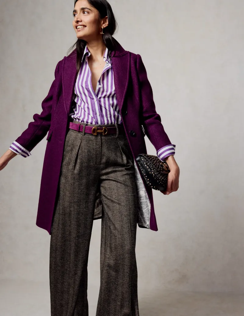 Tops & Blouses | Shirts-Boden Sienna Cotton Shirt-Royal Purple, Ivory Stripe RoyalPurple,IvoryStripe