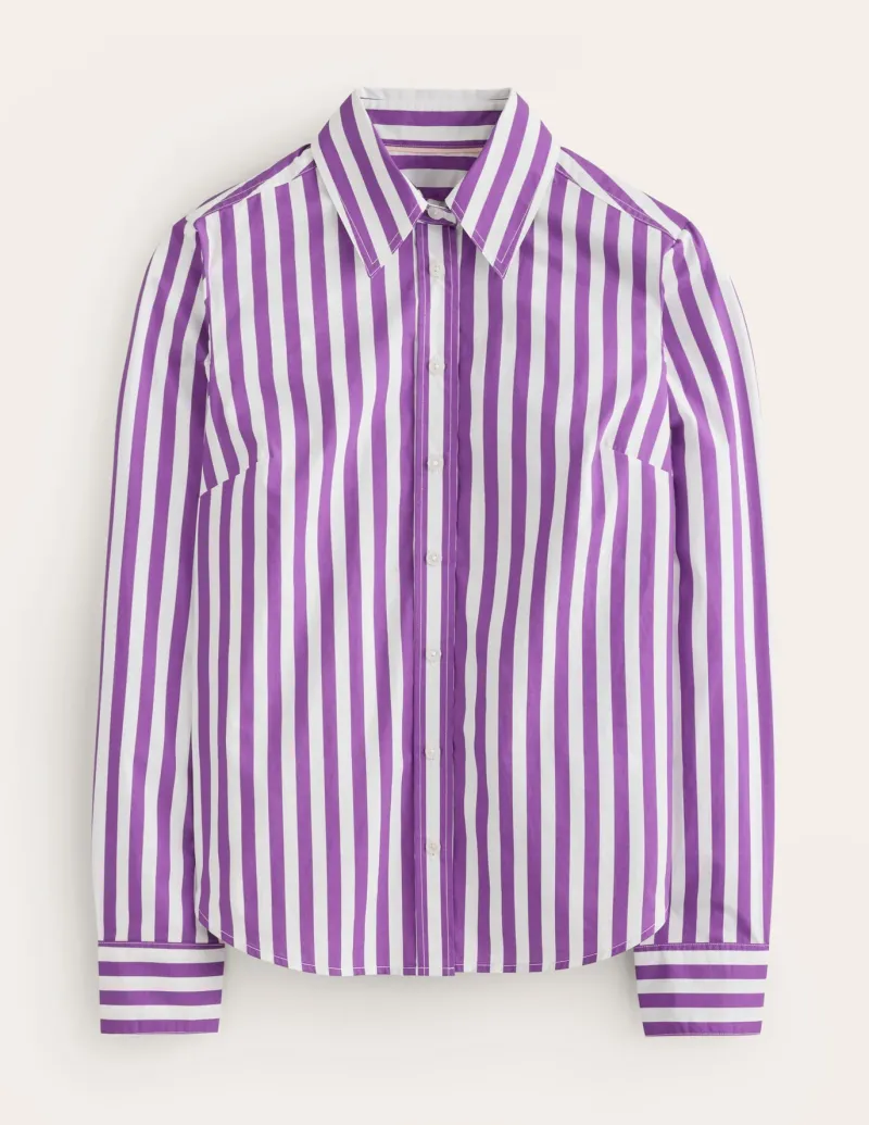 Tops & Blouses | Shirts-Boden Sienna Cotton Shirt-Royal Purple, Ivory Stripe RoyalPurple,IvoryStripe