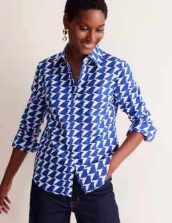 Tops & Blouses | Shirts-Boden Sienna Cotton Shirt-Sapphire Blue, Birdie SapphireBlue,Birdie