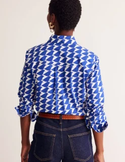 Tops & Blouses | Shirts-Boden Sienna Cotton Shirt-Sapphire Blue, Birdie SapphireBlue,Birdie