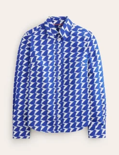 Tops & Blouses | Shirts-Boden Sienna Cotton Shirt-Sapphire Blue, Birdie SapphireBlue,Birdie