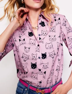 Tops & Blouses | Shirts-Boden Sienna Cotton Shirt-Soft Lavender, Cats SoftLavender,Cats