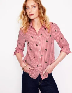 Tops & Blouses | Shirts-Boden Sienna Embroidered Shirt-Holly, Red Stripe Holly,RedStripe