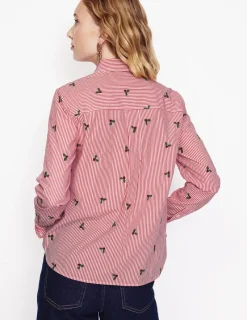 Tops & Blouses | Shirts-Boden Sienna Embroidered Shirt-Holly, Red Stripe Holly,RedStripe