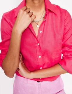 Shirts | Tops & Blouses-Boden Sienna Linen Shirt-Camelia Pink CameliaPink