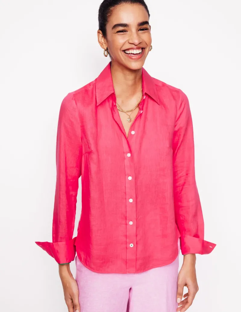 Shirts | Tops & Blouses-Boden Sienna Linen Shirt-Camelia Pink CameliaPink