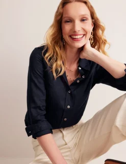 Shirts | Tops & Blouses-Boden Sienna Linen Shirt- Navy