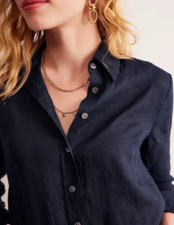 Shirts | Tops & Blouses-Boden Sienna Linen Shirt- Navy
