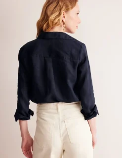 Shirts | Tops & Blouses-Boden Sienna Linen Shirt- Navy
