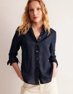 Shirts | Tops & Blouses-Boden Sienna Linen Shirt- Navy